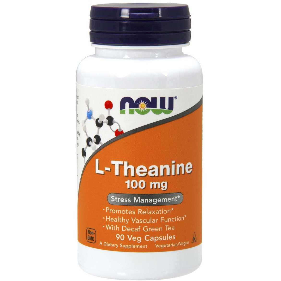 L-Teanina NOW Foods L-Theanine with Decaf Green Tea 100 mg 90 vcaps - Sklep Witaminki.pl