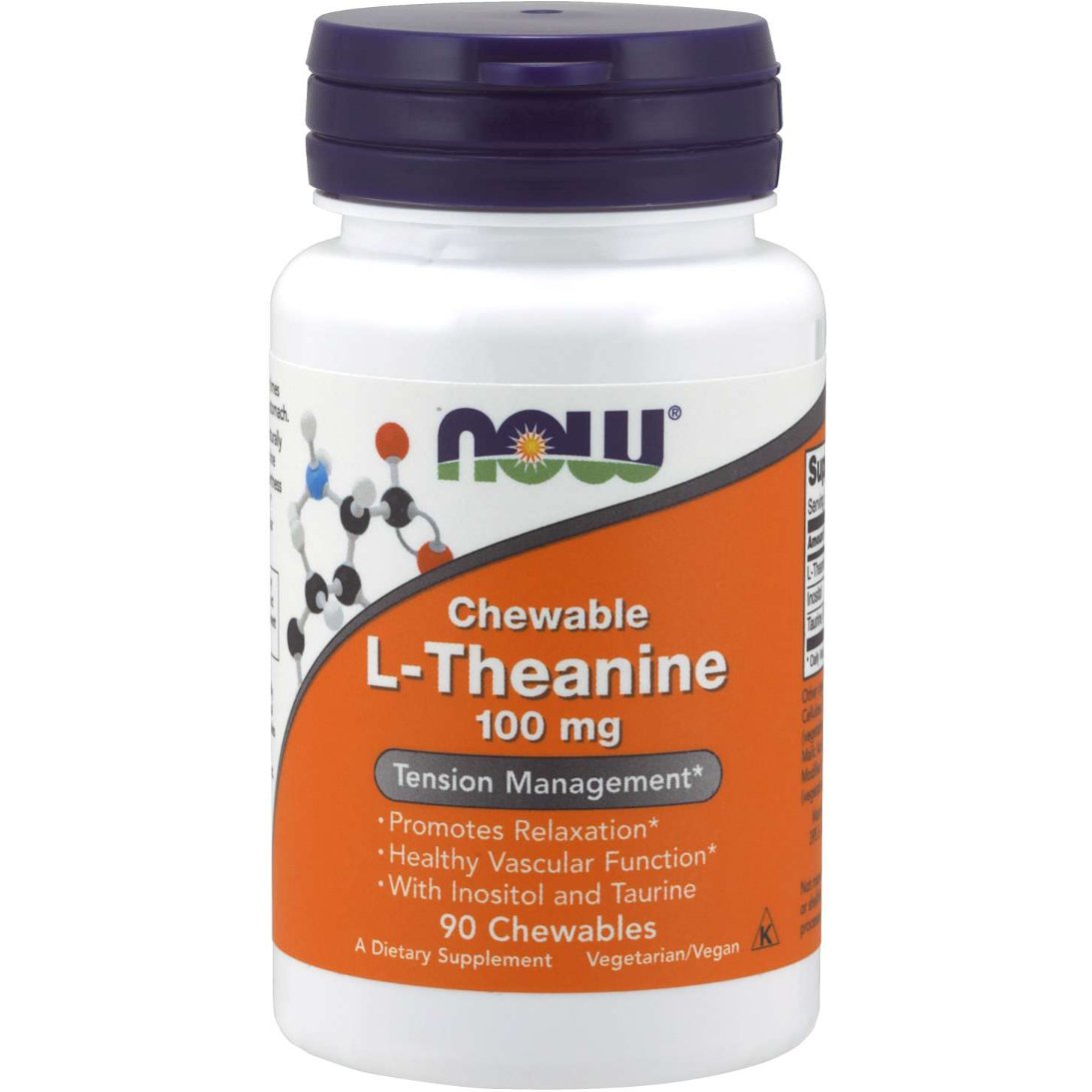 L-Teanina NOW Foods L-Theanine with Inositol and Taurine 100 mg 90 chewables - Sklep Witaminki.pl