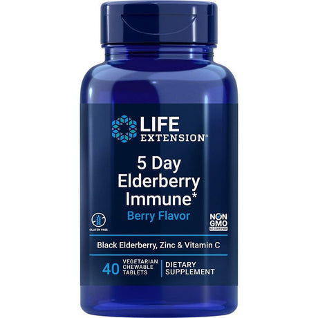 Life Extension 5 Day Elderberry Immune 40 chewable tabs Berry - Sklep Witaminki.pl