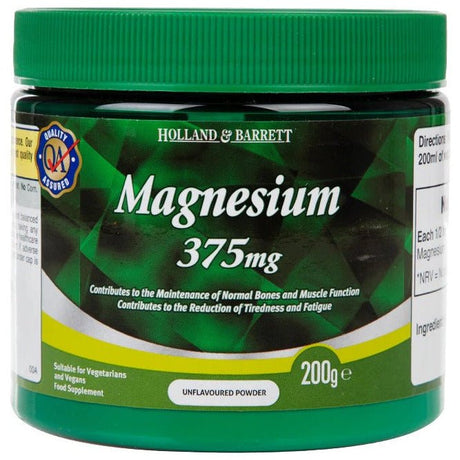 Magnez Holland & Barrett Magnesium Powder 375mg 200 g - Sklep Witaminki.pl