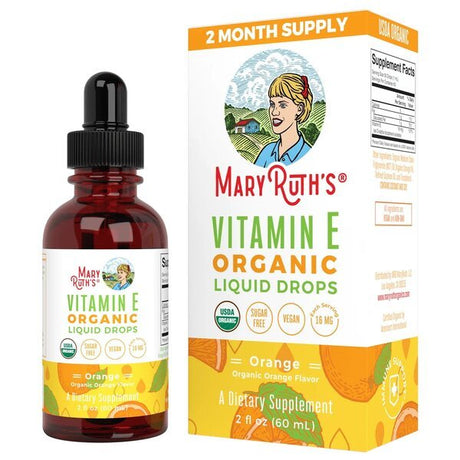 MaryRuth Organics Organic Vitamin E Liquid Drops Orange 60 ml - Sklep Witaminki.pl