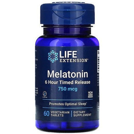 Melatonina Life Extension Melatonin 6 Hour Timed Release 750 mcg 60 vegetarian tabs - Sklep Witaminki.pl