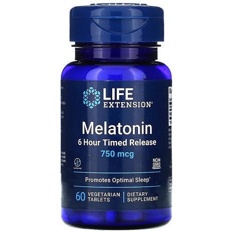 Melatonina Life Extension Melatonin 6 Hour Timed Release 750 mcg 60 vegetarian tabs - Sklep Witaminki.pl