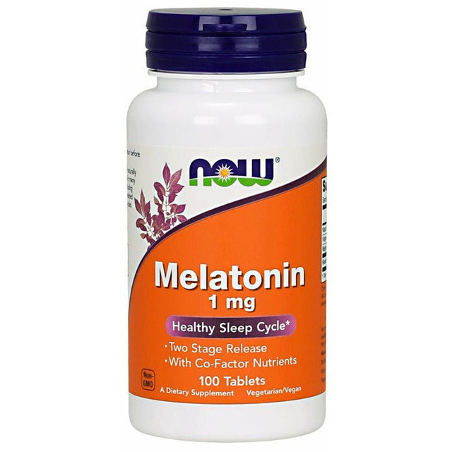 Melatonina NOW Foods Melatonin 1 mg 100 tabs - Sklep Witaminki.pl