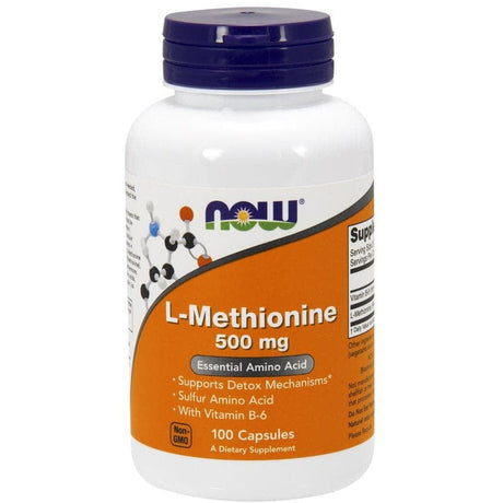 Metionina NOW Foods L-Methionine 500 mg 100 caps - Sklep Witaminki.pl