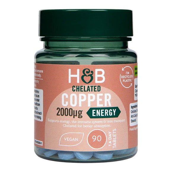 Miedź Holland & Barrett Chelated Copper 2000mcg 90 vegan tabs - Sklep Witaminki.pl