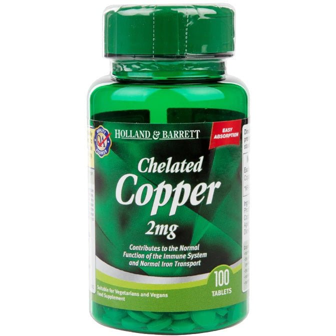 Miedź Holland & Barrett Chelated Copper 2mg 100 tablets - Sklep Witaminki.pl