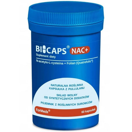 NAC ForMeds Bicaps NAC+ N-acetylo-L-cysteina 600mg + Folian Quatrefolic 250µg 60 caps - Sklep Witaminki.pl