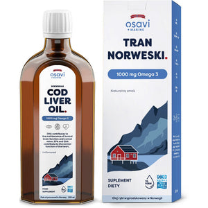 Olej z Wątroby Dorsza Osavi Tran Norweski 1000mg Omega 3 Naturalny 250 ml - Sklep Witaminki.pl