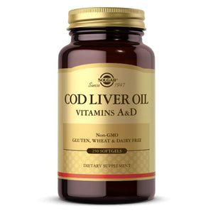 Olej z Wątroby Dorsza Solgar Cod Liver Oil Vitamins A & D 250 softgels - Sklep Witaminki.pl