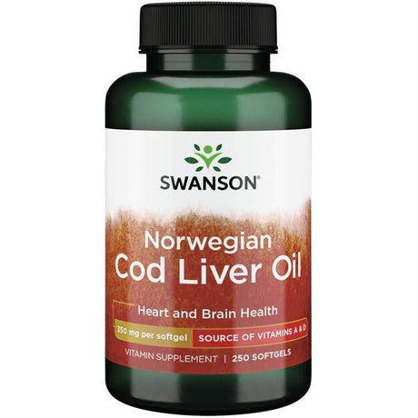 Olej z Wątroby Dorsza Swanson Norwegian Cod Liver Oil 350 mg 250 softgels - Sklep Witaminki.pl