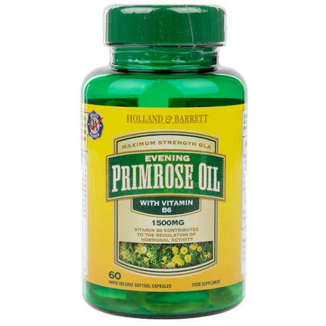 Olej z Wiesiołka Holland & Barrett Evening Primrose Oil 1500mg Plus Vitamin B6 60 caps - Sklep Witaminki.pl