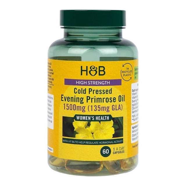 Olej z Wiesiołka Holland & Barrett High Strength Cold Pressed Evening Primrose Oil 1500mg 60 caps - Sklep Witaminki.pl