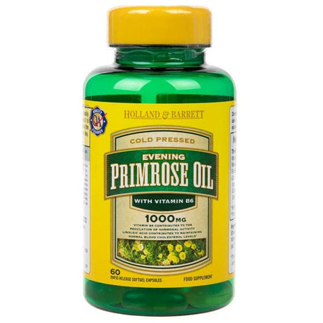 Olej z Wiesiołka Holland & Barrett Natural Evening Primrose Oil plus Vitamin B6 1000 mg 60 caps - Sklep Witaminki.pl