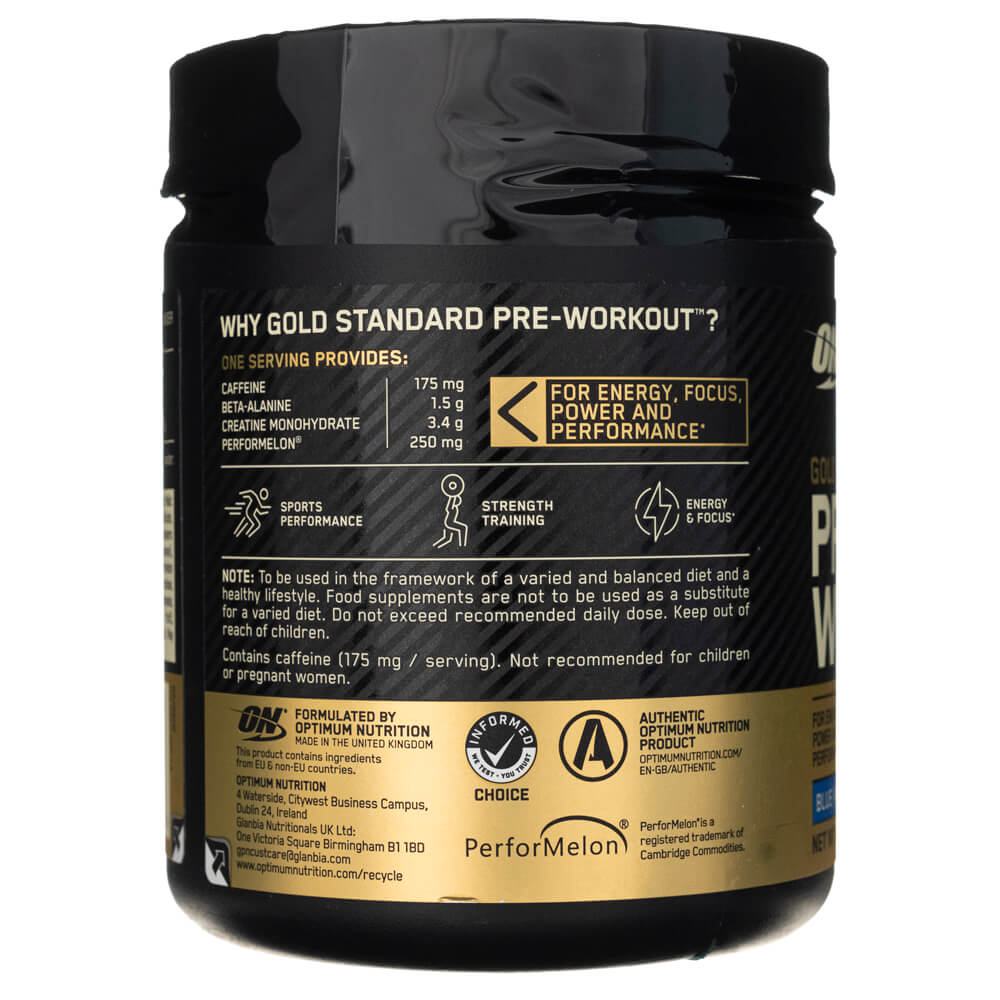 Optimum Nutrition Gold Standard Pre-Workout 330 g Blue Raspberry - Sklep Witaminki.pl