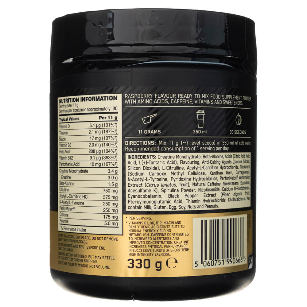 Optimum Nutrition Gold Standard Pre-Workout 330 g Blue Raspberry - Sklep Witaminki.pl