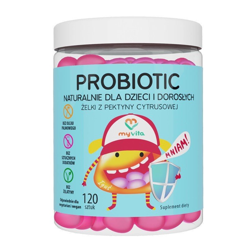 Probiotyk dla dzieci MyVita Naturalne Żelki Probiotic dla dzieci i dorosłych 120 gummies - Sklep Witaminki.pl