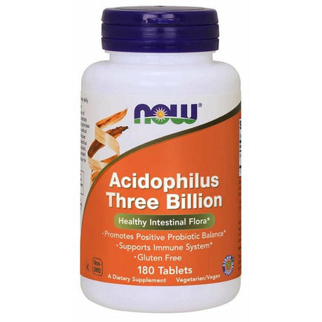 Probiotyk jednoszczepowy NOW Foods Acidophilus Three Billion 180 tablets - Sklep Witaminki.pl