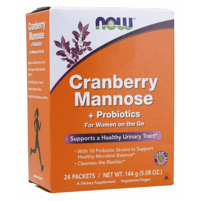 Probiotyk na drogi moczowe NOW Foods Cranberry Mannose + Probiotics 24 saszetki - Sklep Witaminki.pl