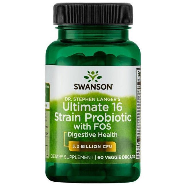 Probiotyk wieloszczepowy Swanson Dr. Stephen Langer's Ultimate 16 Strain Probiotic with FOS 3.2 Billion CFU 60 vcaps - Sklep Witaminki.pl