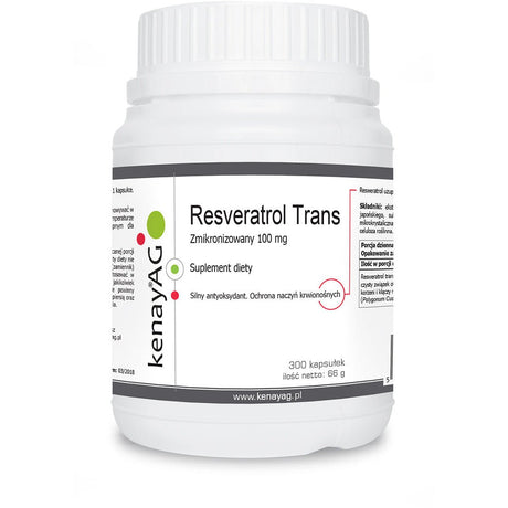 Resweratrol Kenay Resveratrol Zmikronizowany Trans 100 mg 300 caps - Sklep Witaminki.pl