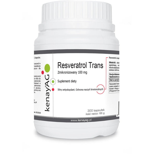 Resweratrol Kenay Resveratrol Zmikronizowany Trans 100 mg 300 caps - Sklep Witaminki.pl