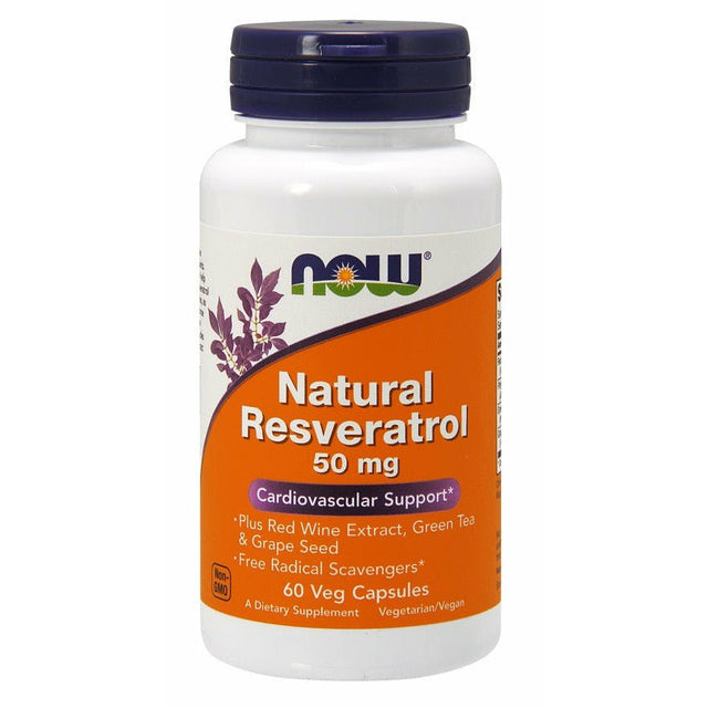 Resweratrol NOW Foods Natural Resveratrol with Red Wine Extract 50 mg 60 vcaps - Sklep Witaminki.pl