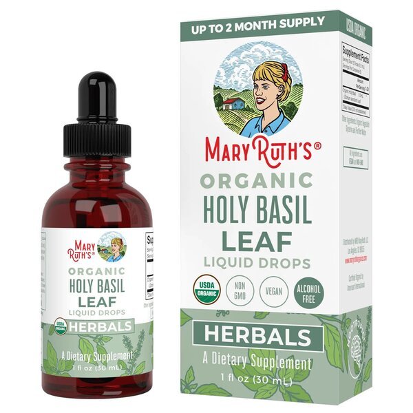 Święta Bazylia MaryRuth Organics Organic Holy Basil Leaf Liquid Drops 30 ml - Sklep Witaminki.pl