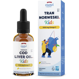 Tran dla Dzieci Osavi Tran Norweski Kids 500mg Omega 3 Cytryna 50 ml - Sklep Witaminki.pl