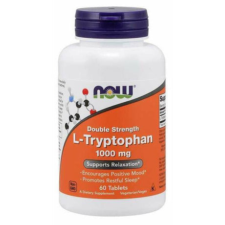 Tryptofan NOW Foods L-Tryptophan 1000 mg Double Strength 60 tabs - Sklep Witaminki.pl