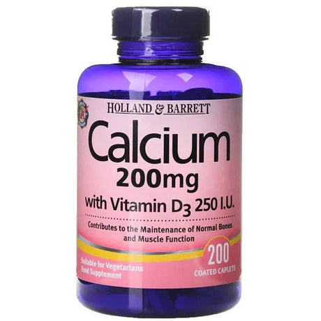 Wapń Holland & Barrett Calcium with Vitamin D3 200 mg 200 tablets - Sklep Witaminki.pl