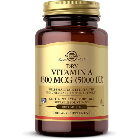 Witamina A Solgar Dry Vitamin A 1500 mcg (5000 IU) 100 tabs - Sklep Witaminki.pl
