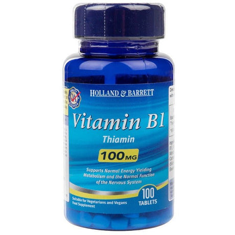 Witamina B1 - Tiamina Holland & Barrett Vitamin B1 100mg 100 tablets - Sklep Witaminki.pl