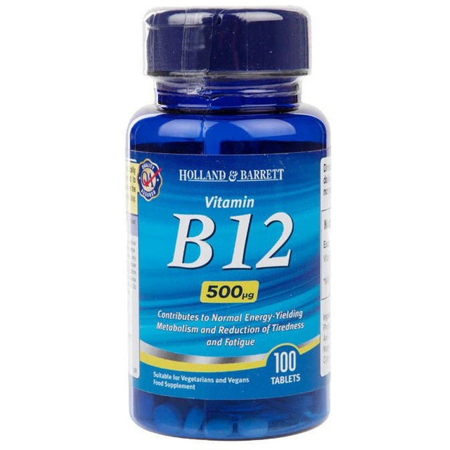 Witamina B12 - Kobalamina Holland & Barrett Vitamin B12 500mcg 100 tablets - Sklep Witaminki.pl