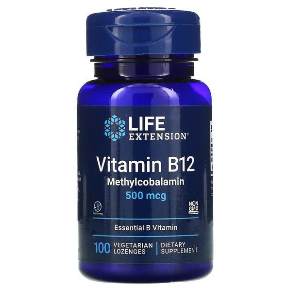 Witamina B12 - Kobalamina Life Extension Vitamin B12 Methylcobalamin 500 mcg 100 vegetarian lozenges - Sklep Witaminki.pl