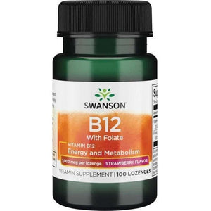 Witamina B12 - Kobalamina Swanson Vitamin B12 with Folate 1000 mcg 100 chewables - Sklep Witaminki.pl