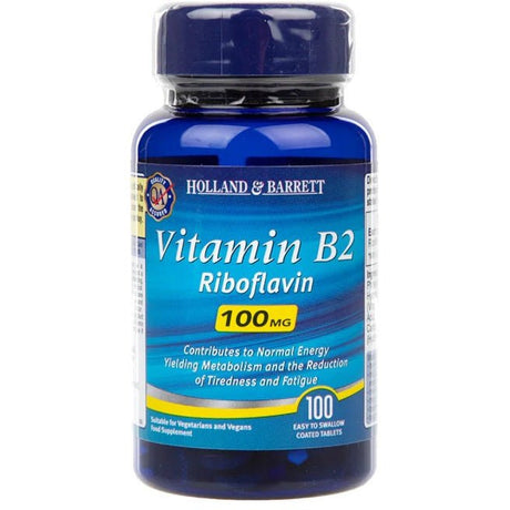 Witamina B2 - Ryboflawina Holland & Barrett Vitamin B2 100mg 100 tablets - Sklep Witaminki.pl