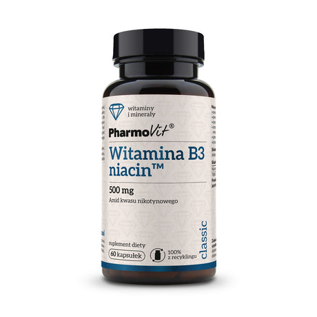 Witamina B3 - Niacyna PharmoVit B3 niacin™ amid kwasu nikotynowego 500 mg 60 caps - Sklep Witaminki.pl