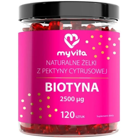 Witamina B7 - Biotyna MyVita Naturane Żelki Biotyna 2500ug 120 gummies - Sklep Witaminki.pl