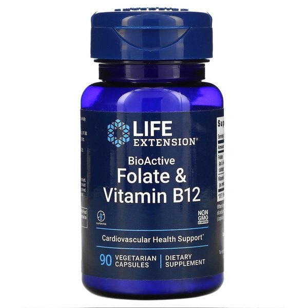 Witamina B9 / B11 - Kwas Foliowy Life Extension BioActive Folate & Vitamin B12 90 vcaps - Sklep Witaminki.pl