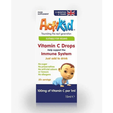 Witamina C dla dzieci ActiKid Vitamin C Drops Unflavoured 15 ml - Sklep Witaminki.pl
