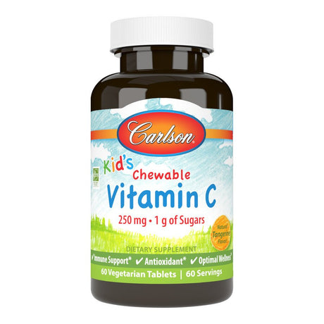 Witamina C dla Dzieci Carlson Labs Kid's Chewable Vitamin C 250mg 60 vegetarian tabs Tangerine - Sklep Witaminki.pl