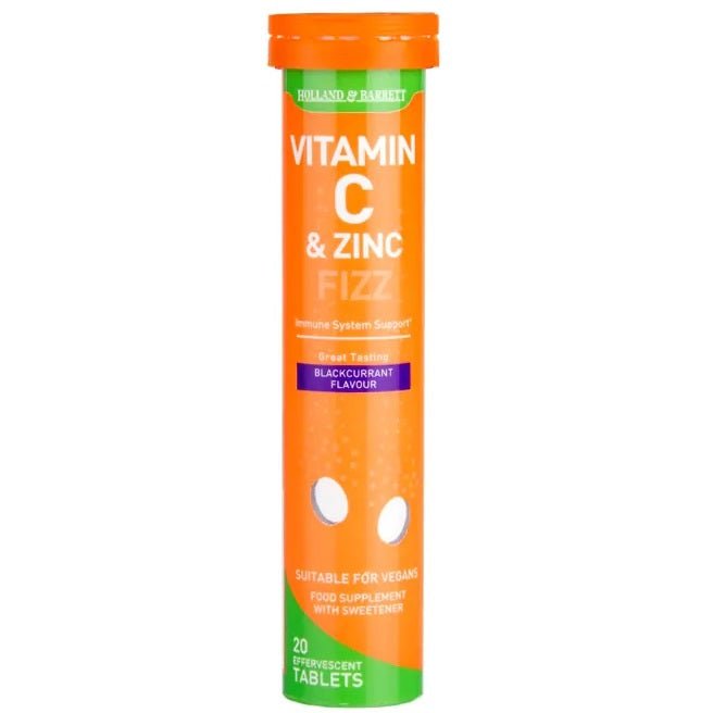 Witamina C Holland & Barrett Vitamin C & Zinc Effervescent Blackcurrant¬† 20 tablets - Sklep Witaminki.pl