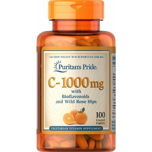 Witamina C Puritan's Pride C-1000 mg with Bioflavonoids and Wild Rose Hips 100 tabs - Sklep Witaminki.pl