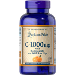 Witamina C Puritan's Pride C-1000 mg with Bioflavonoids and Wild Rose Hips 250 tabs - Sklep Witaminki.pl