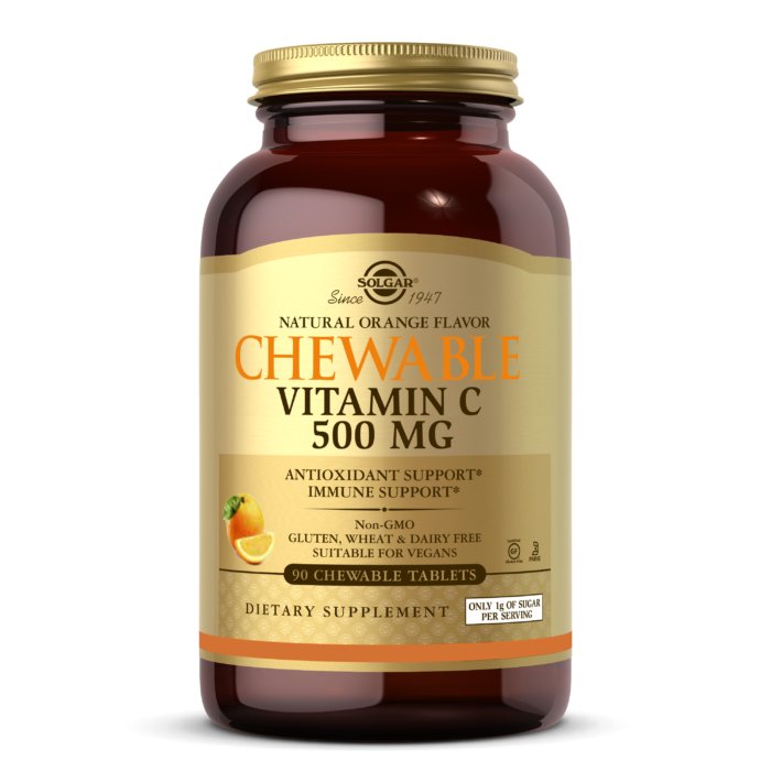 Witamina C Solgar Chewable Vitamin C 500 mg Pomarańczowy 90 pastylek - Sklep Witaminki.pl