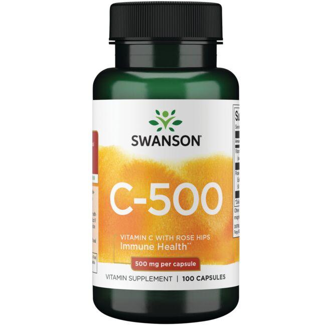 Witamina C Swanson Vitamin C-500 with Rose Hips Extract 100 caps - Sklep Witaminki.pl