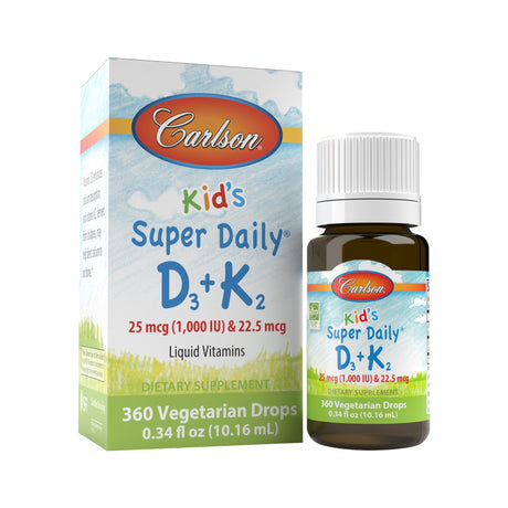 Witamina D3 + K2 dla Dzieci Carlson Labs Kid's Super Daily D3 + K2 10 ml - Sklep Witaminki.pl