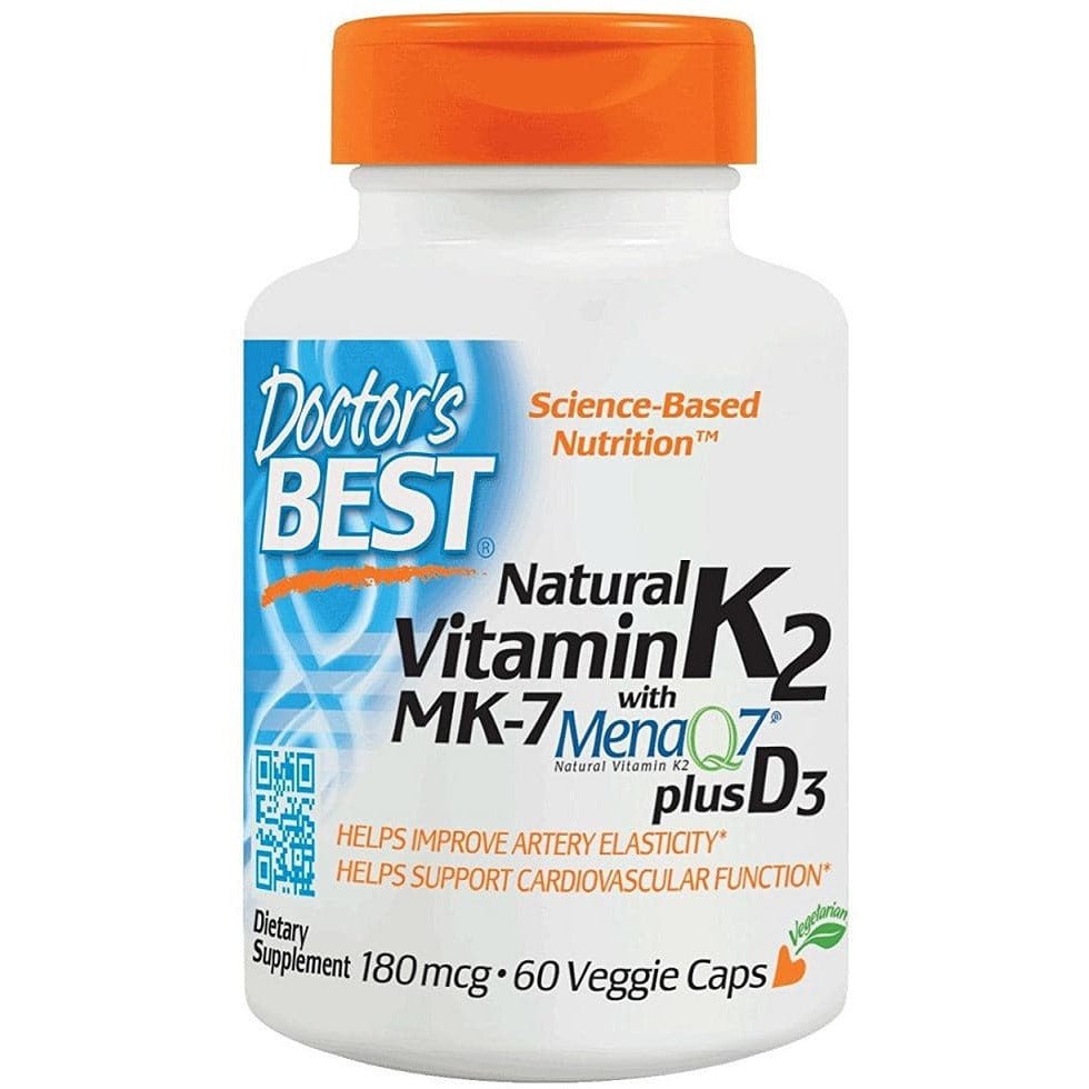 Witamina D3 + K2 Doctor's BEST Natural Vitamin K2 MK7 with MenaQ7 plus D3 180 mcg 60 vcaps - Sklep Witaminki.pl