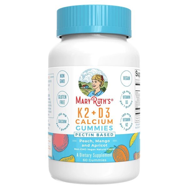 Witamina D3 + K2 MaryRuth Organics K2 + D3 Calcium Gummies Peach Mango & Apricot 60 gummies - Sklep Witaminki.pl